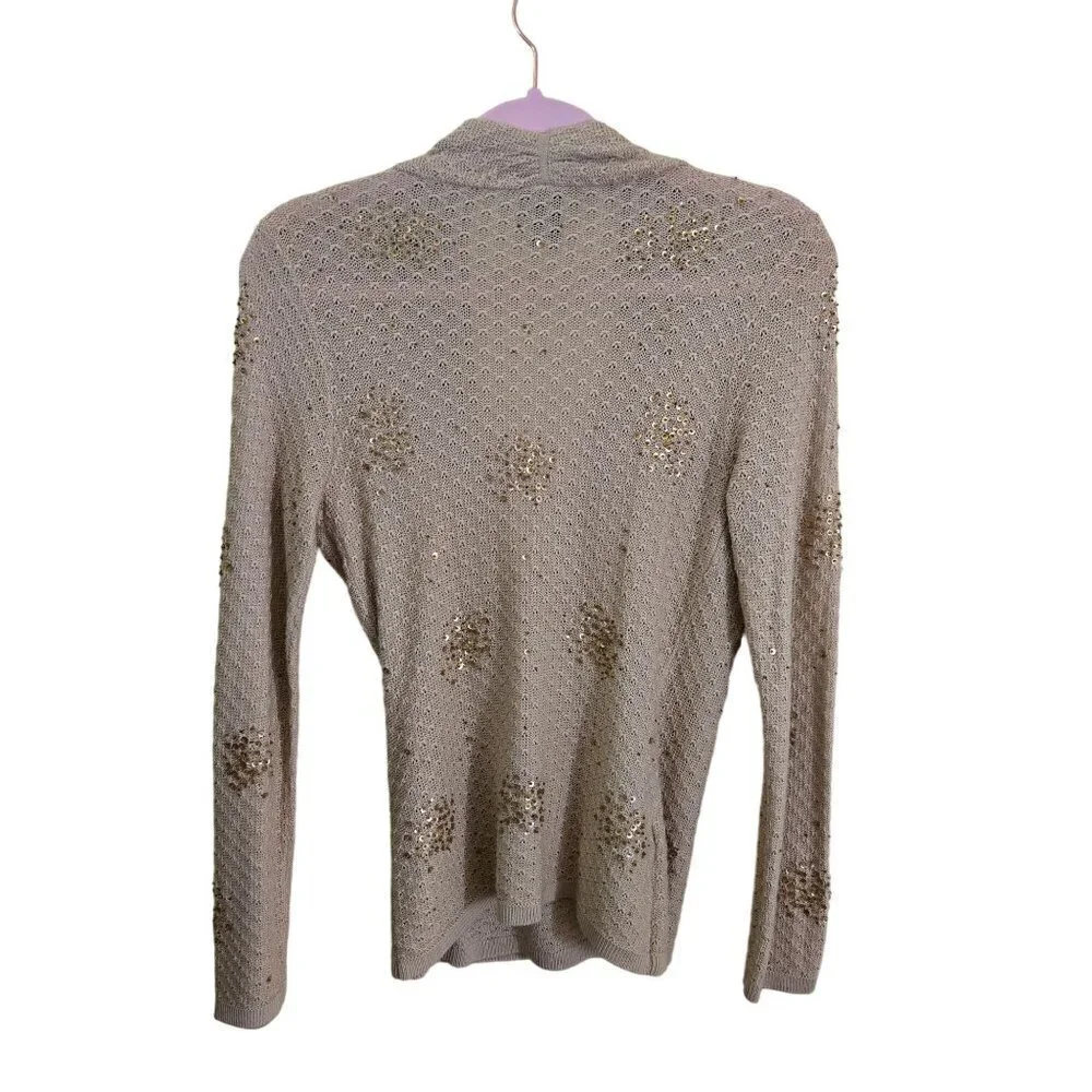 Ann Taylor Petites Beige Sequin Wrap Silk Blend Sweater Size SP
